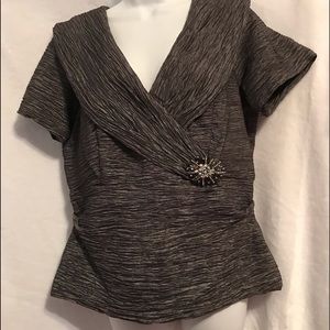 ALEX EVENINGS FORMAL METALLIC GRAY  BLOUSE🦋